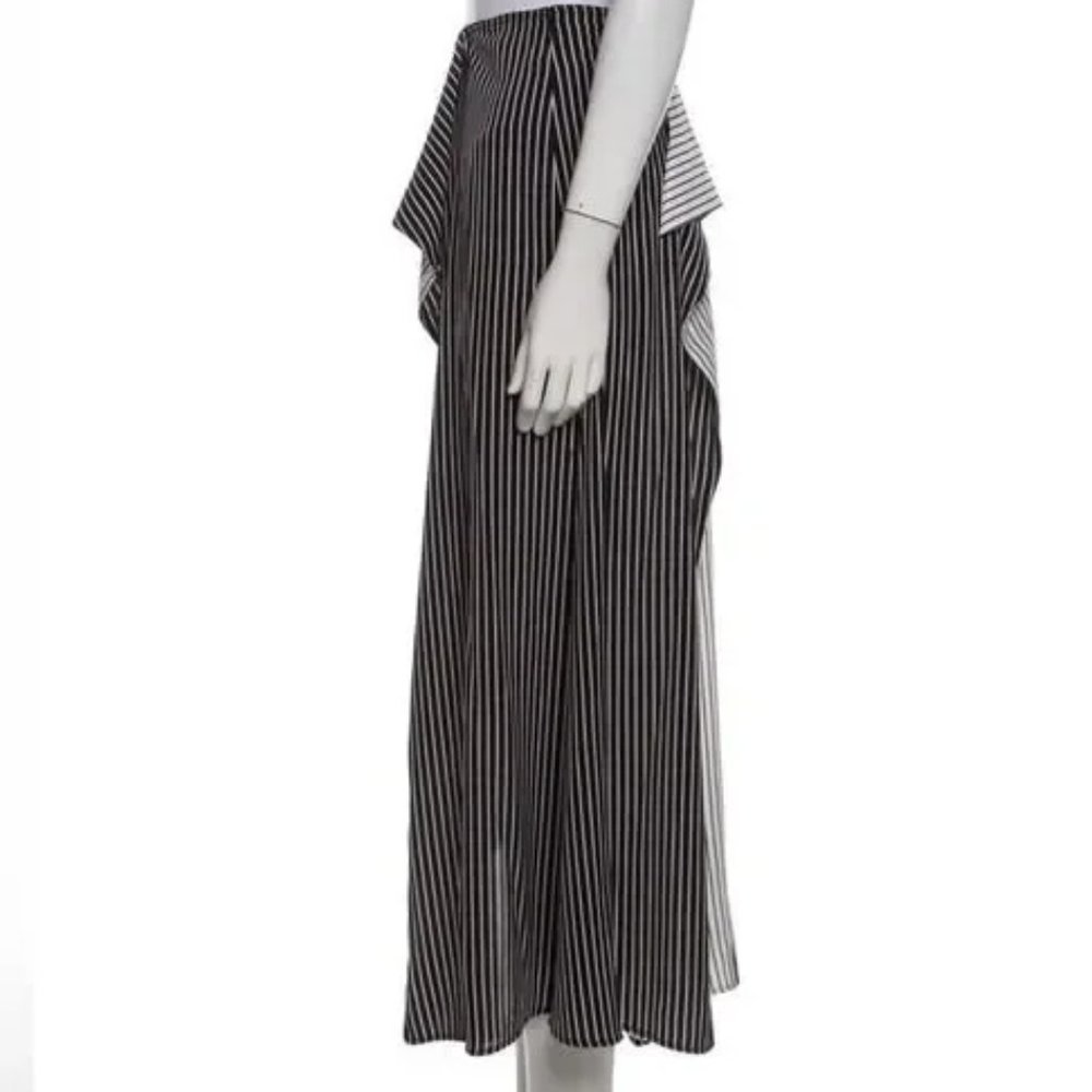 New Robert Rodriguez asymmetric stripe crepe contrast panel high rise midi skirt - Picture 12 of 14